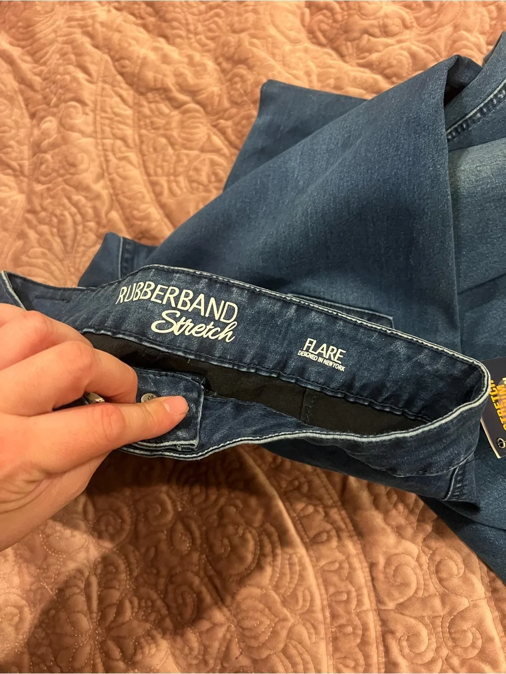 High-Rise Dark Blue Flare Jeans for Women